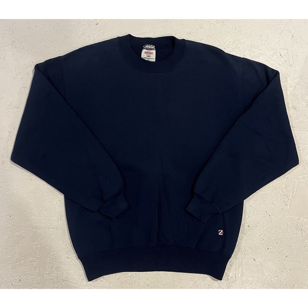 Vintage 90s Jerzees Made in USA Heavy M Navy Sweatshirt Z Sport NuBlend Blank